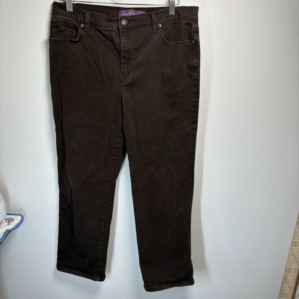 Gloria Vanderbilt Women 14P Brown Amanda Jeans Classic Casual Cotton Stretch